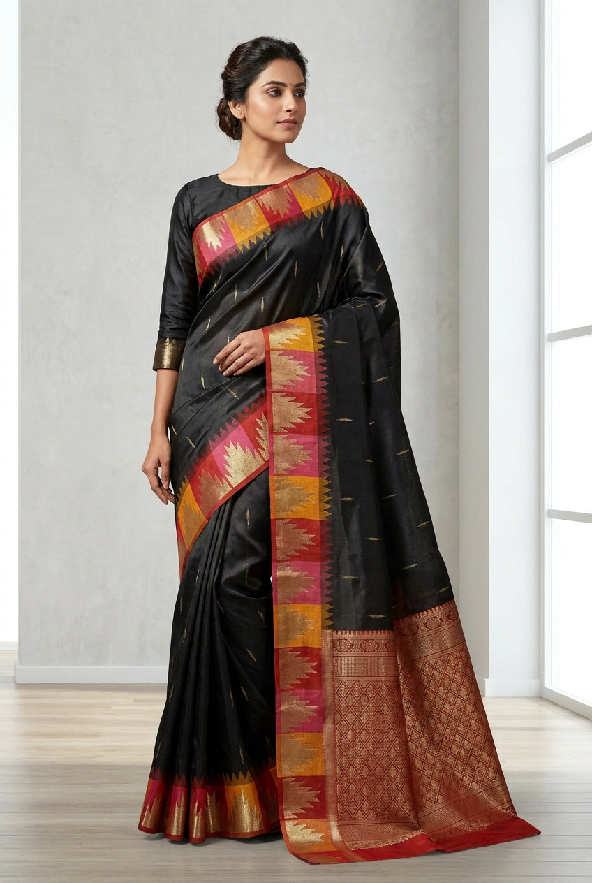 Tussar Silk South Saree with South Border for Family Function