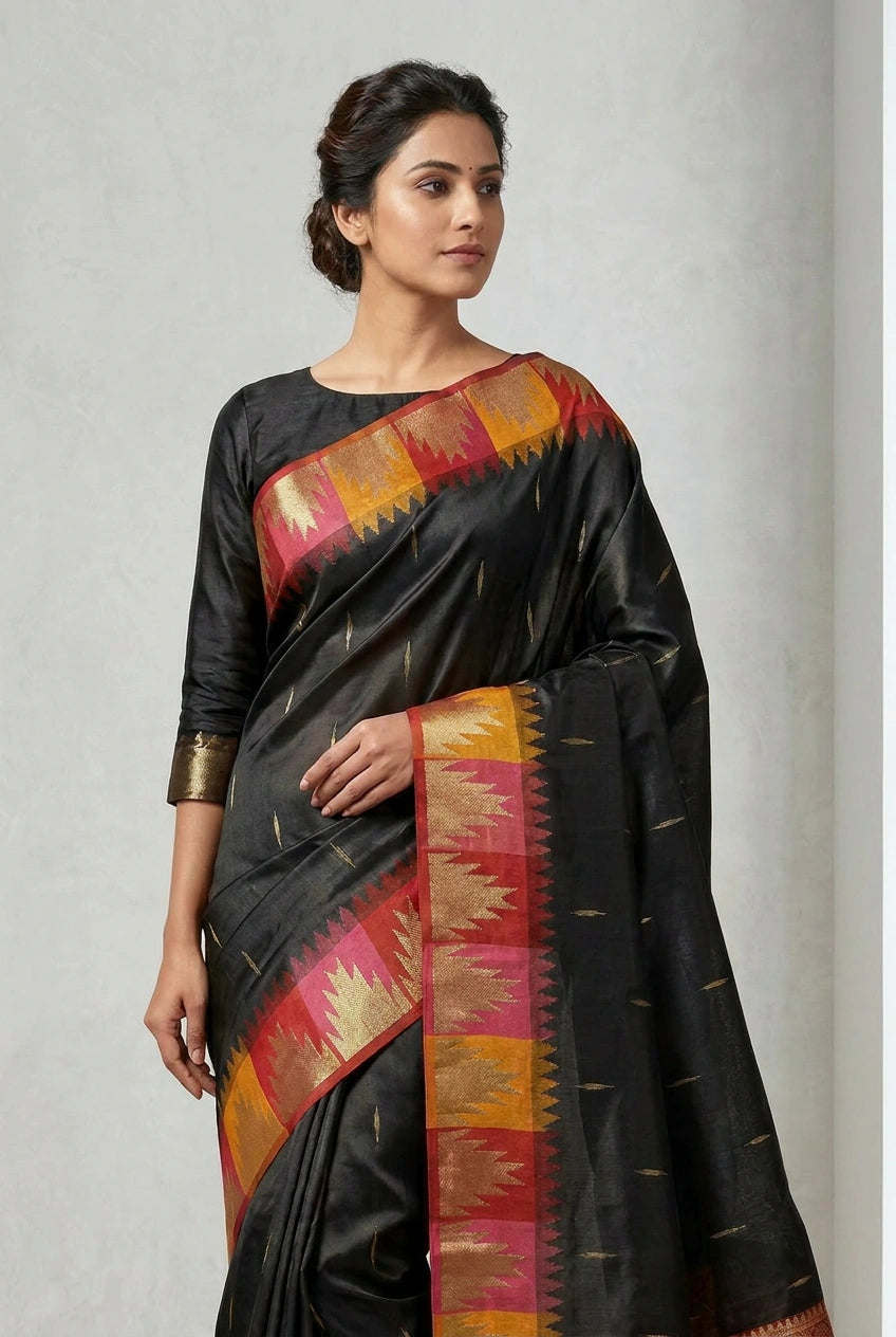 Tussar Silk South Saree with South Border for Family Function