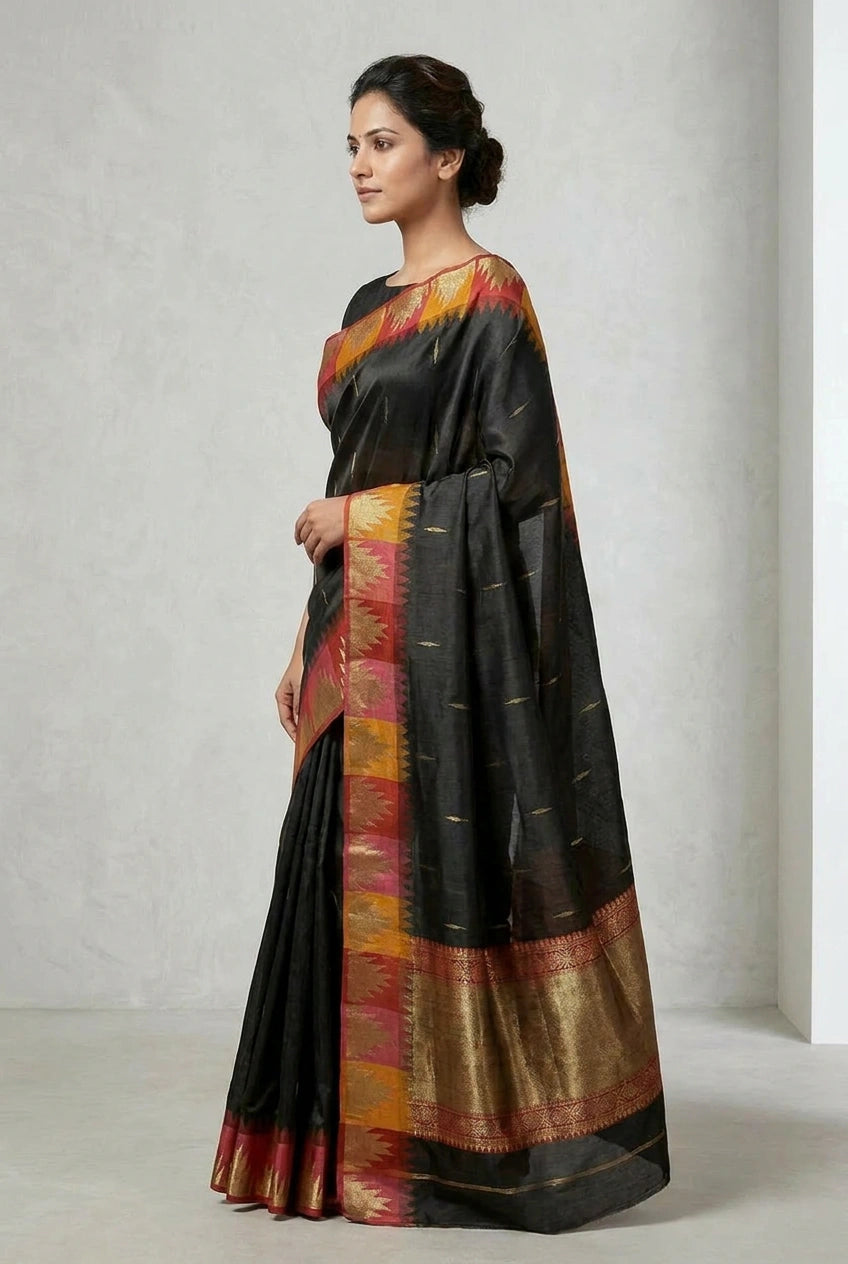 Tussar Silk South Saree with South Border for Family Function