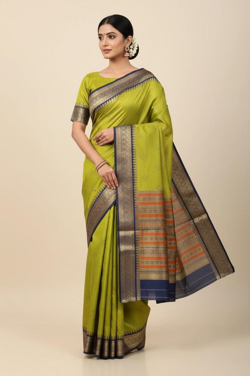 Traditional Silk Katan Tussar Silk South Silk Saree - Rangoli Sarees
