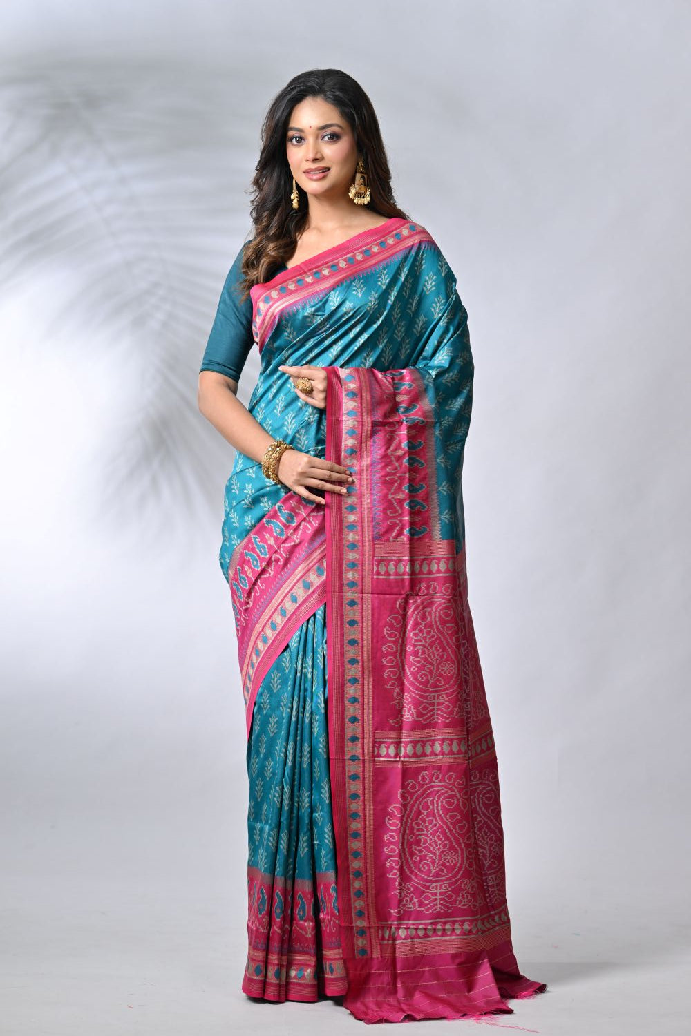 Firozi Blue Silk Katan Sarees