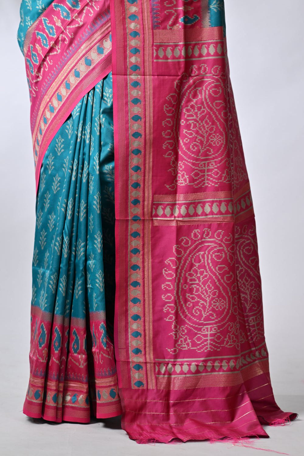 Firozi Blue Silk Katan Sarees