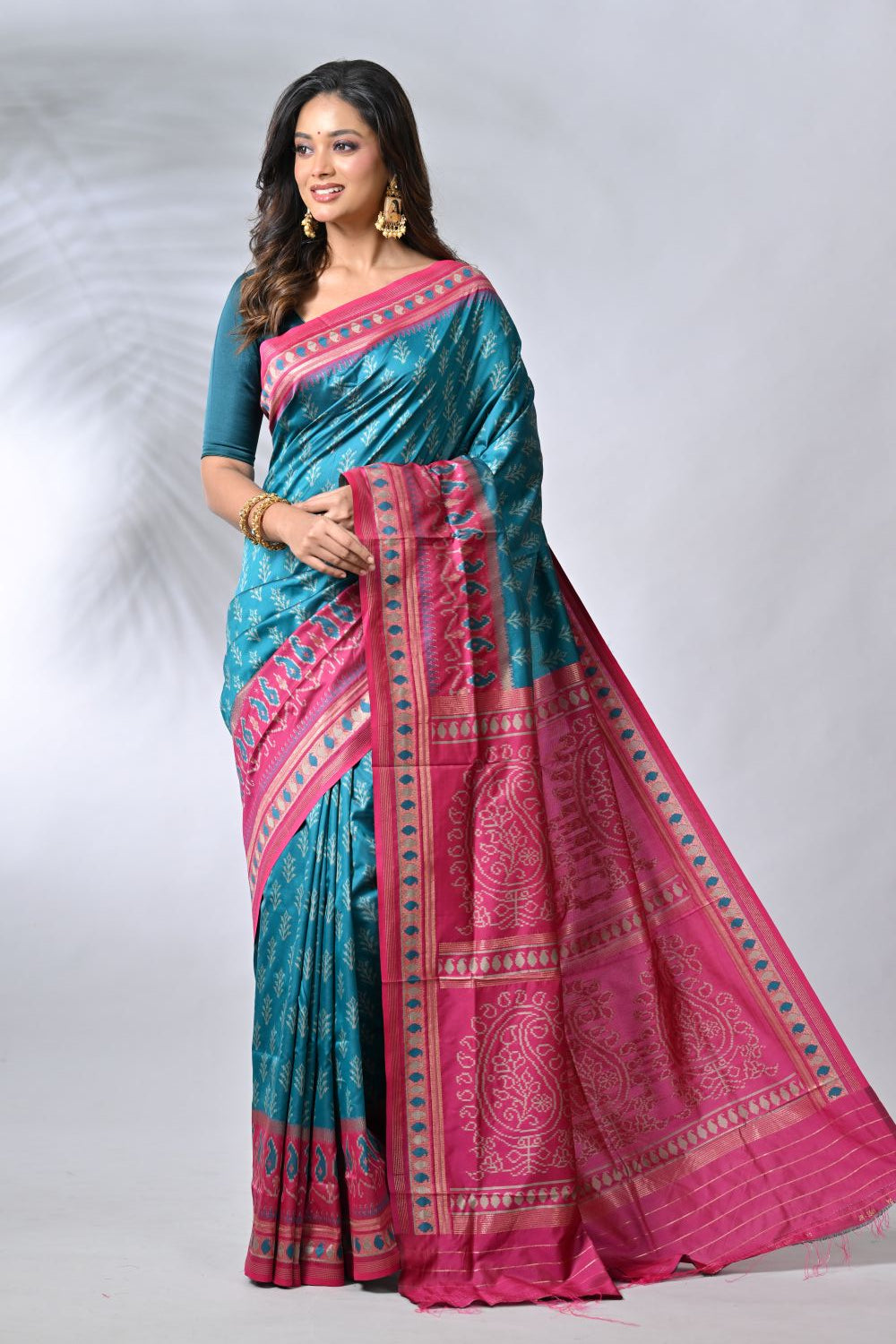Firozi Blue Silk Katan Sarees