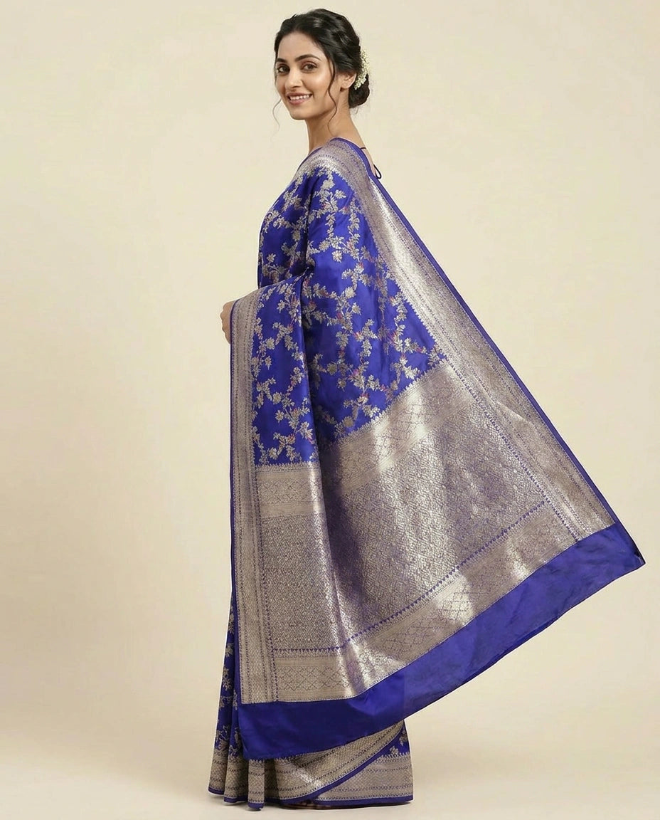 Tussar Khaddi Banarasi Saree with Floral Woven Pattern - Rangoli India