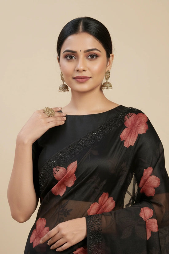 Artisan Brasso Georgette Embroidered Saree - View 6 | Rangoli