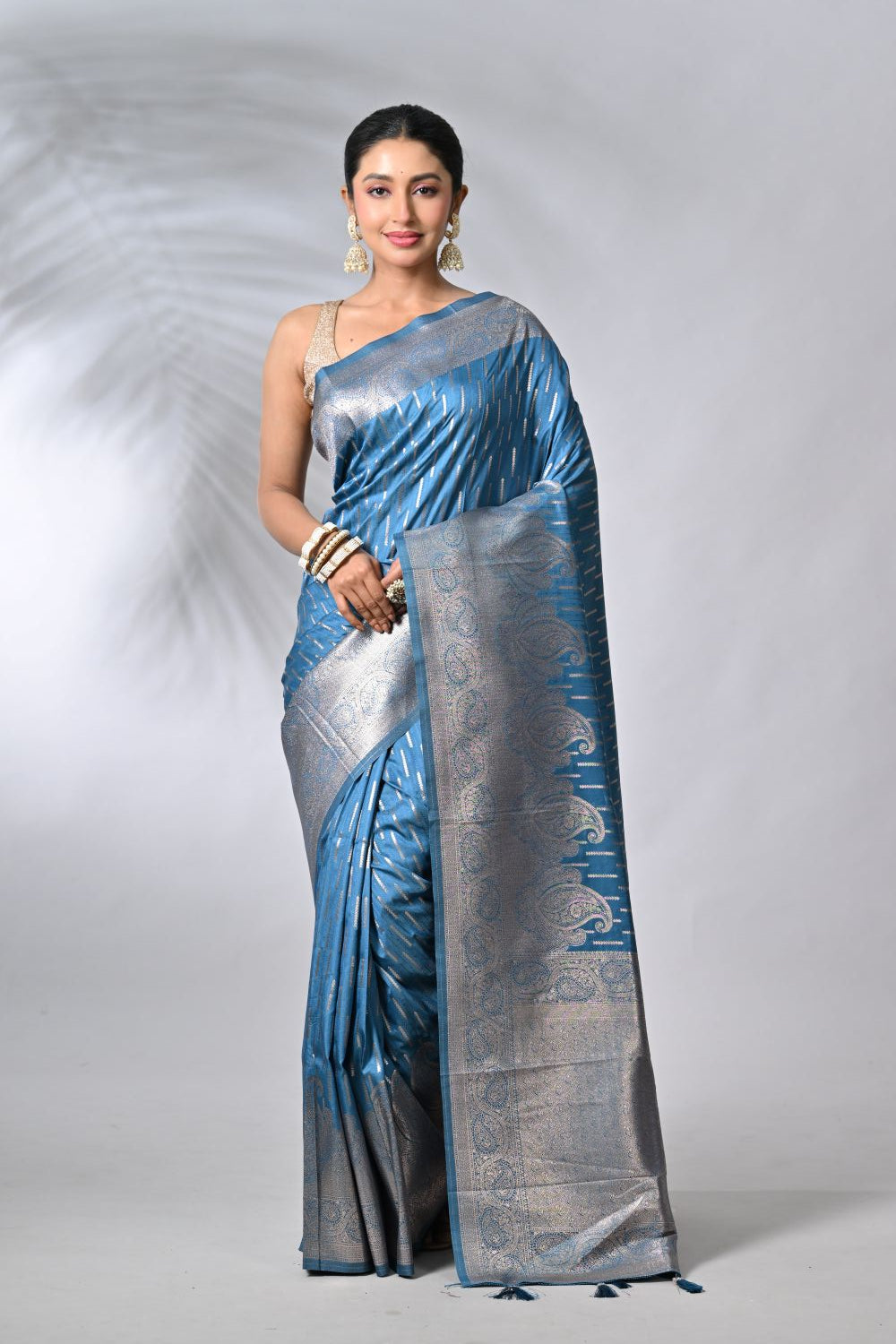 Firozi Blue Silk Katan Saree