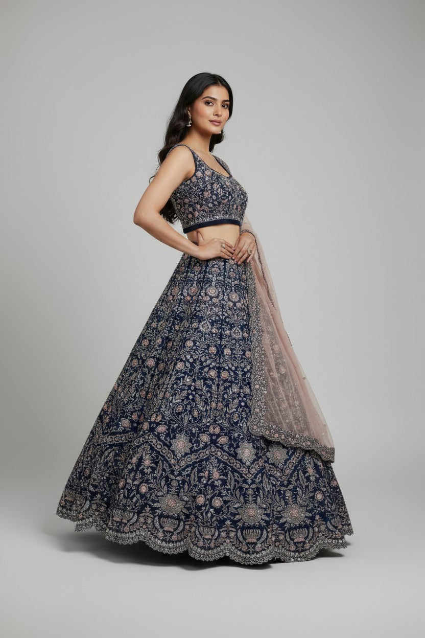 Royal Bridal Raw Silk Lehenga Choli Set - View 2 | Rangoli