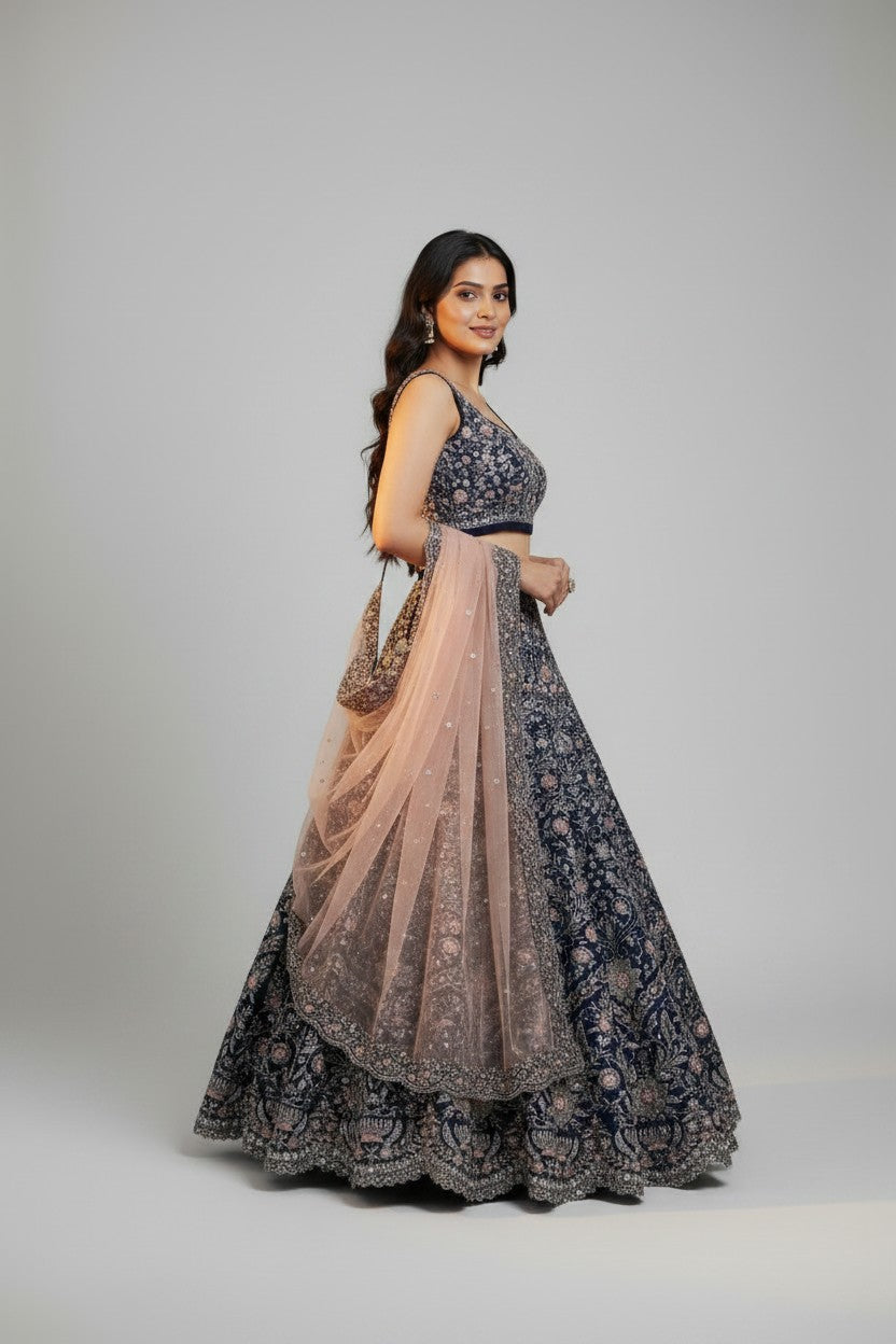 Royal Bridal Raw Silk Lehenga Choli Set - View 3 | Rangoli
