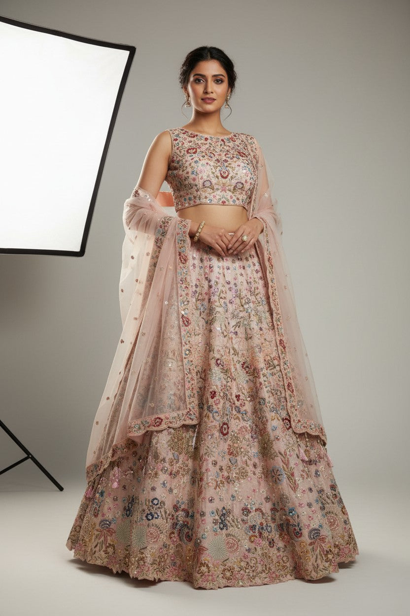 Luxe Raw Silk Lehenga Choli Set | Rangoli