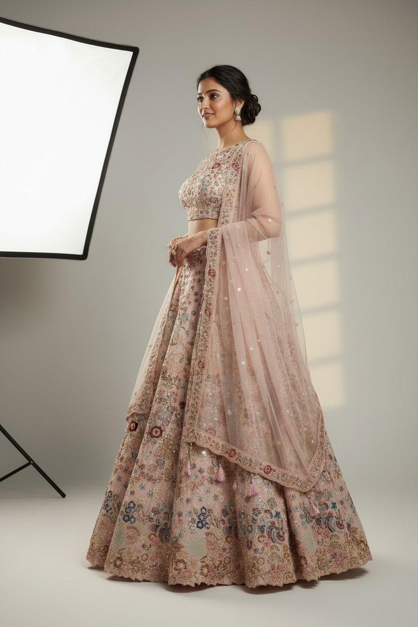 Luxe Raw Silk Lehenga Choli Set - View 2 | Rangoli
