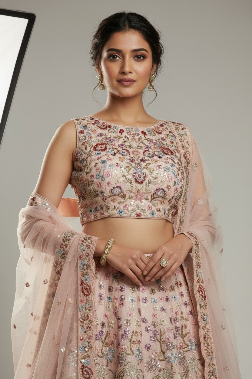Luxe Raw Silk Lehenga Choli Set - View 4 | Rangoli