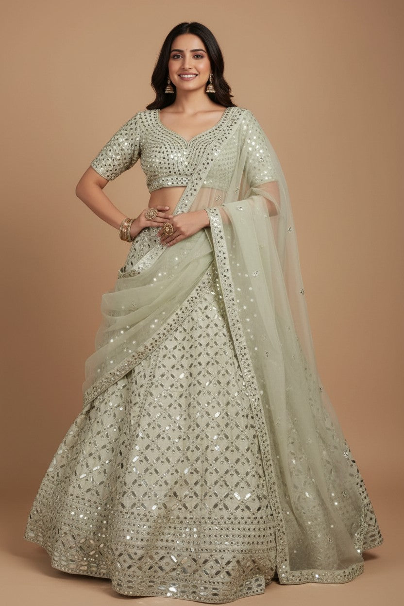 Designer Raw Silk Lehenga Choli Set | Rangoli