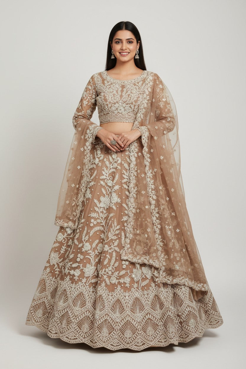 Luxe Embroidered Net Lehenga Choli Set | Rangoli