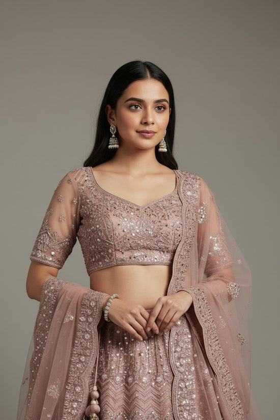 Designer Embroidered Net Lehenga Choli Set - View 4 | Rangoli