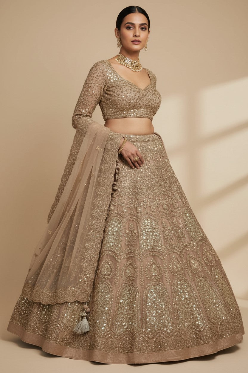 Designer Embroidered Net Lehenga Choli Set | Rangoli