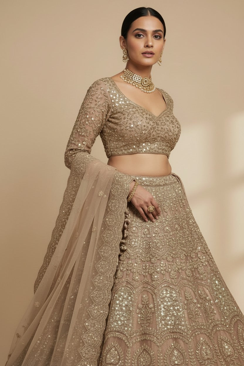 Designer Embroidered Net Lehenga Choli Set - View 4 | Rangoli