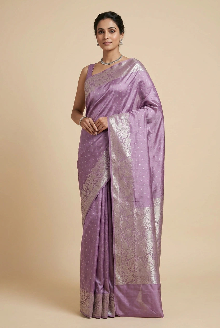 Chiniya Silk Banarasi Saree with Festive Buta for Festive Pujas