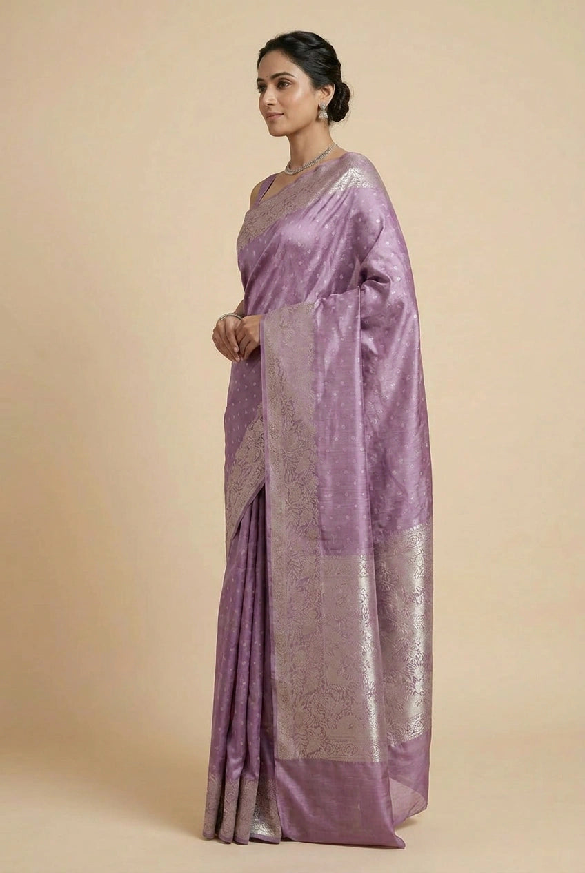 Chiniya Silk Banarasi Saree with Festive Buta for Festive Pujas