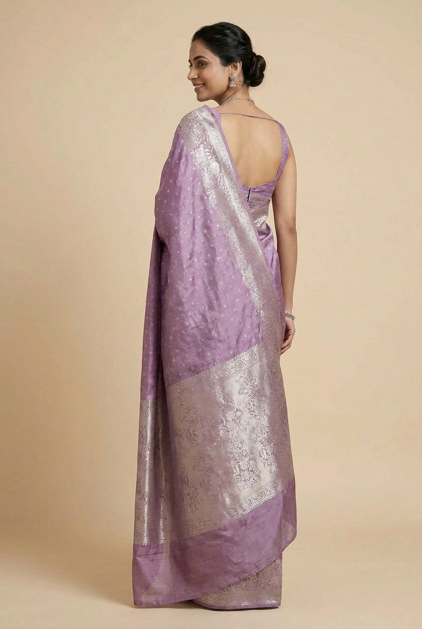 Chiniya Silk Banarasi Saree with Festive Buta for Festive Pujas