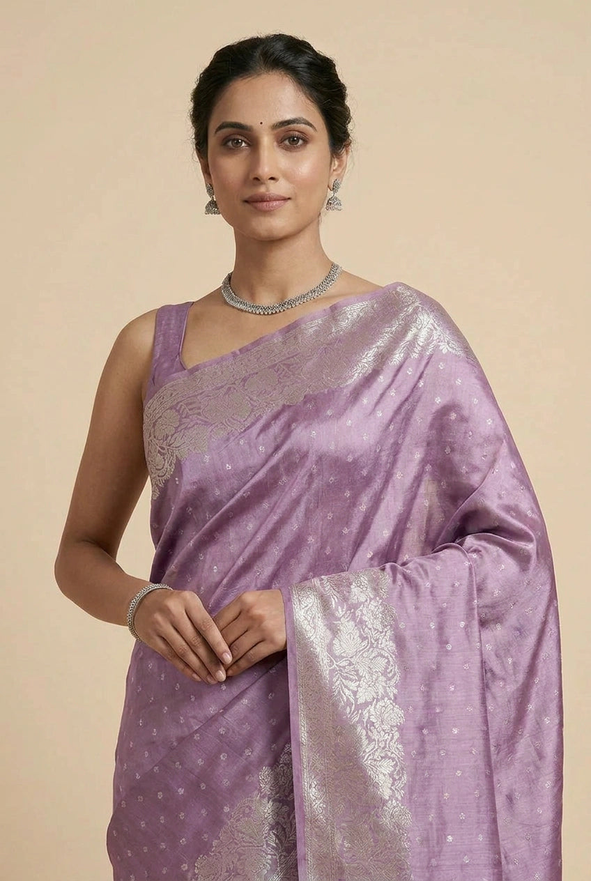 Chiniya Silk Banarasi Saree with Festive Buta for Festive Pujas