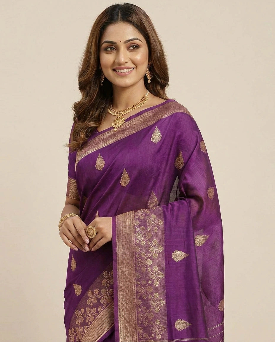 Puna Silk Banarasi Saree with Woven Paisley Motifs