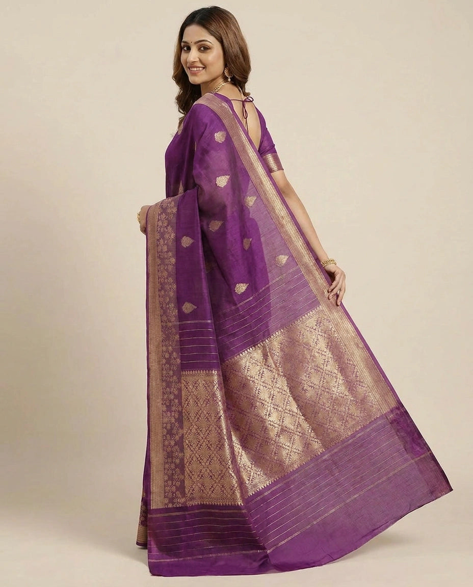 Puna Silk Banarasi Saree with Woven Paisley Motifs