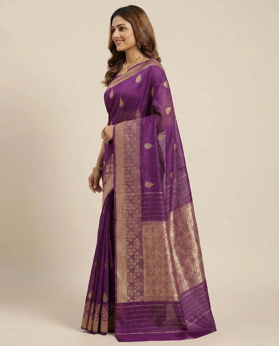 Puna Silk Banarasi Saree with Woven Paisley Motifs