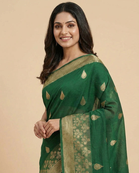 Puna Silk Banarasi Saree with Woven Paisley Motifs