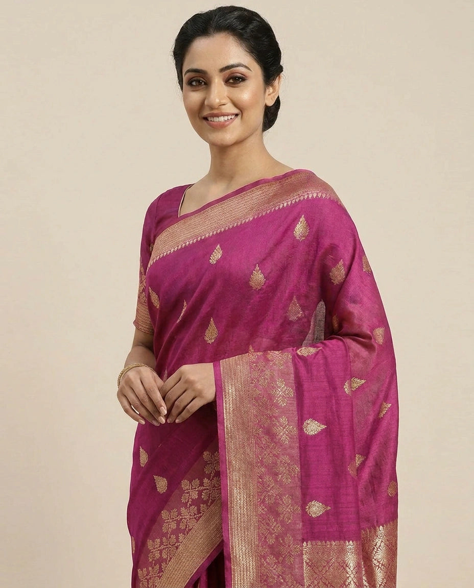 Puna Silk Banarasi Saree with Woven Paisley Motifs