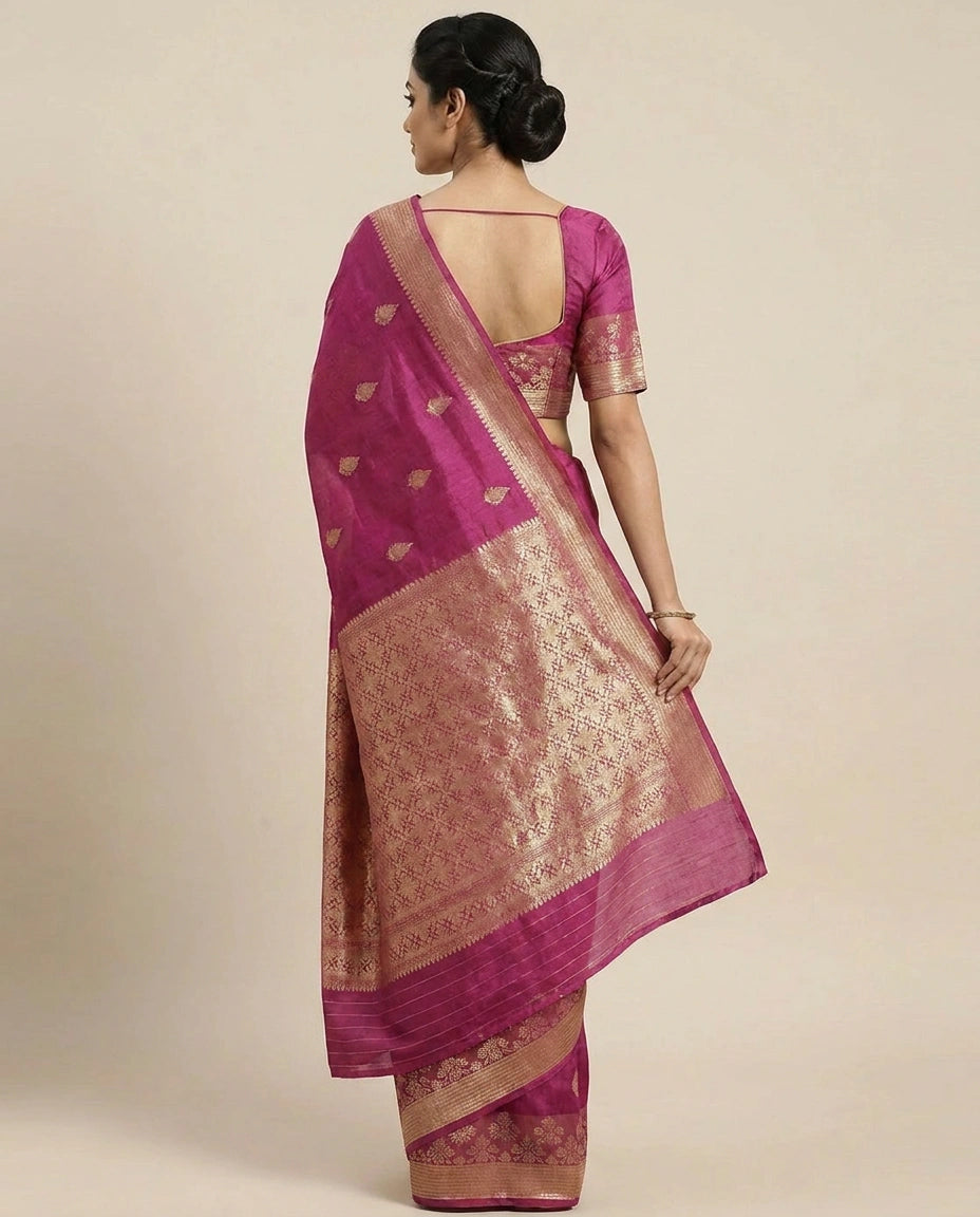 Puna Silk Banarasi Saree with Woven Paisley Motifs