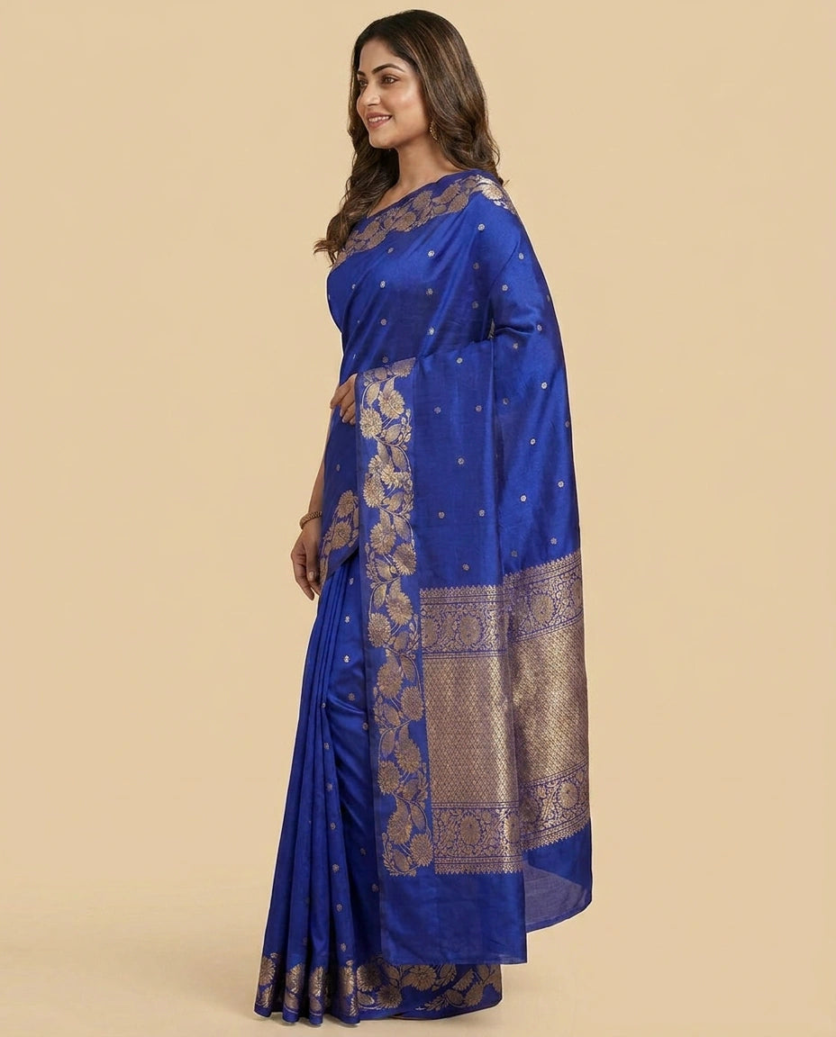 Puna Silk Banarasi Saree with Woven Geometric Border