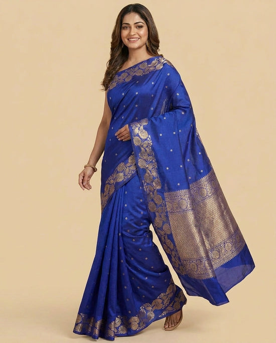 Puna Silk Banarasi Saree with Woven Geometric Border