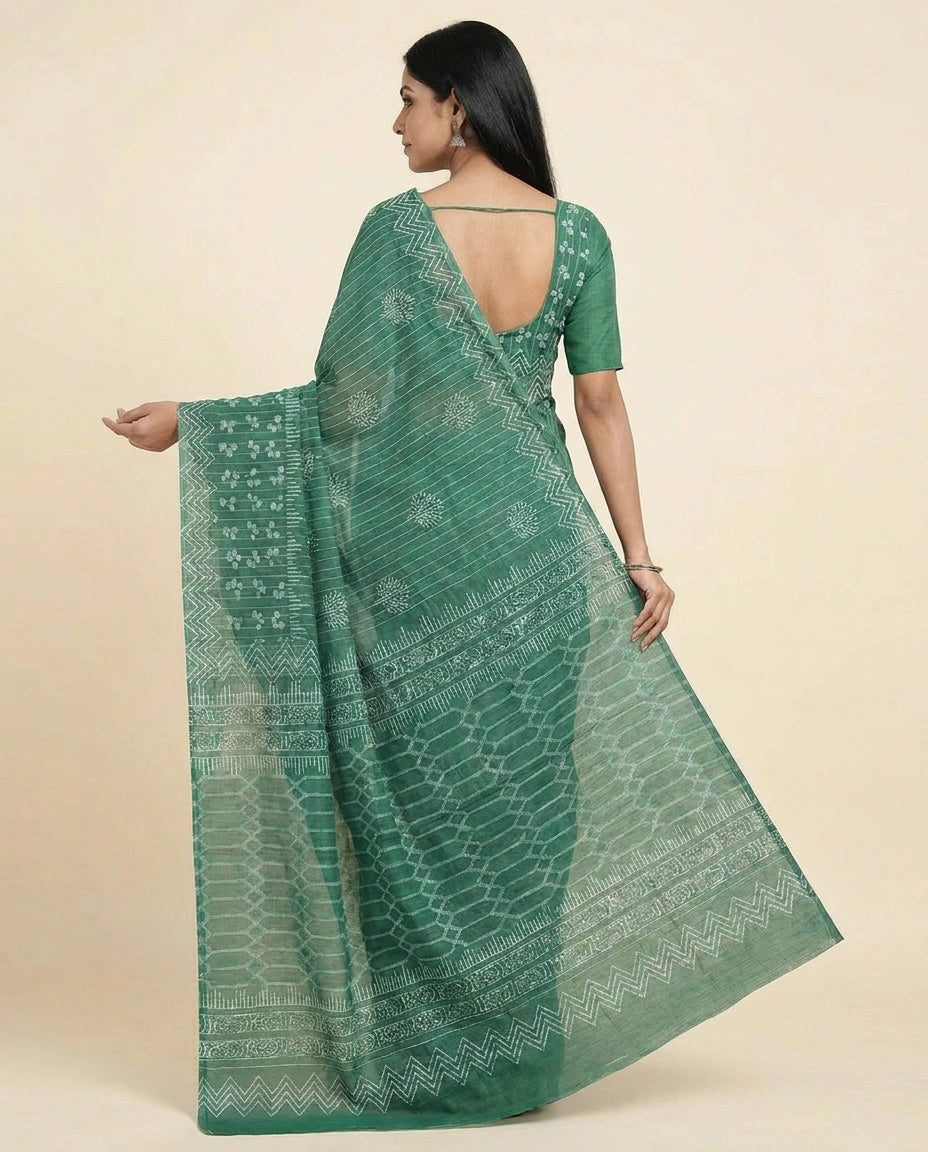 Digital Print Tussar Silk Saree with Ethnic Floral Work Printed Saree by Rangoli