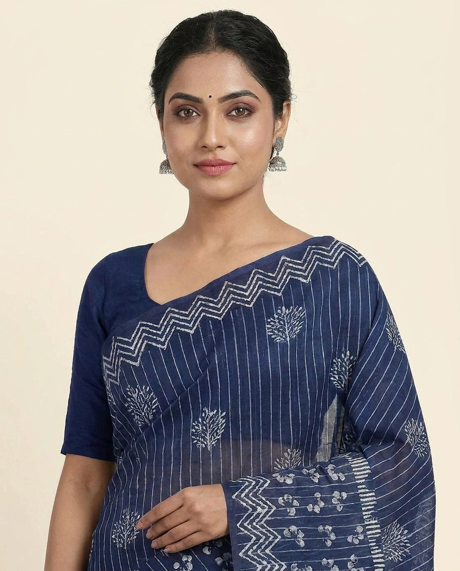 Digital Print Tussar Silk Saree with Ethnic Floral Work Printed Saree by Rangoli