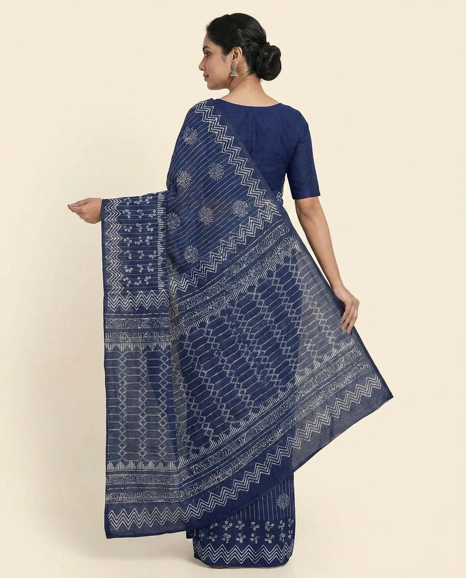 Digital Print Tussar Silk Saree with Ethnic Floral Work Printed Saree by Rangoli