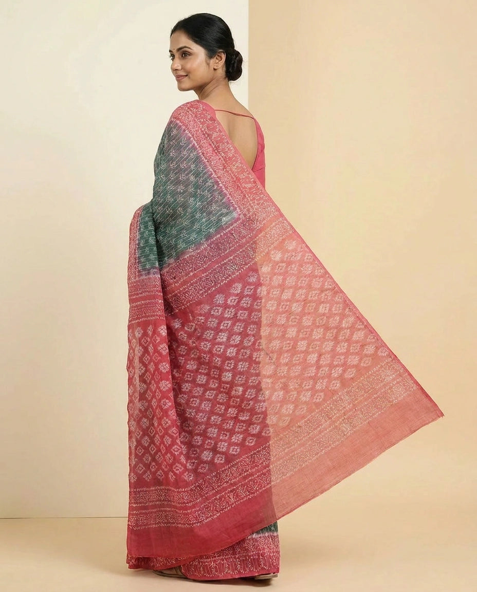 Tussar Silk Saree with Vibrant Digital Print and Border view 4