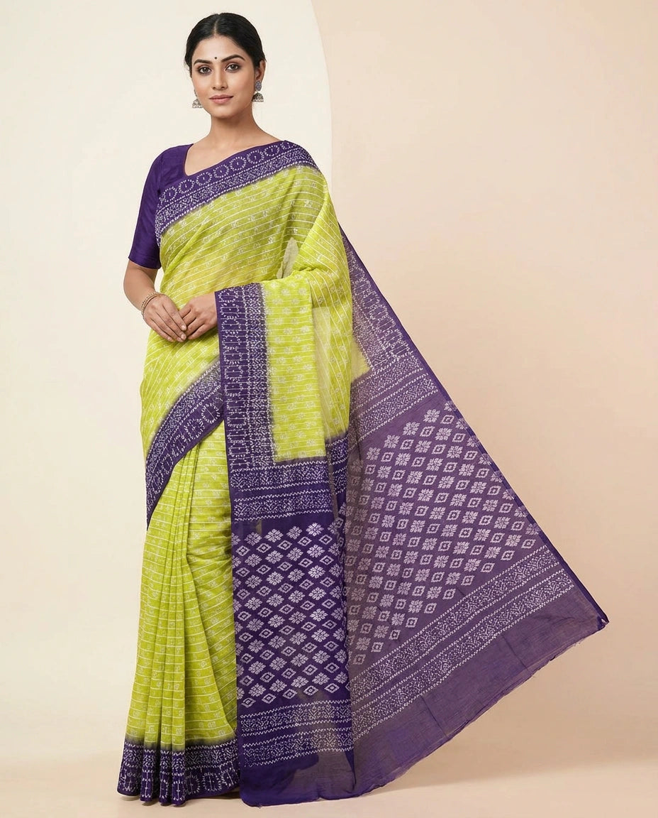 Tussar Silk Saree with Vibrant Digital Print and Border view 9