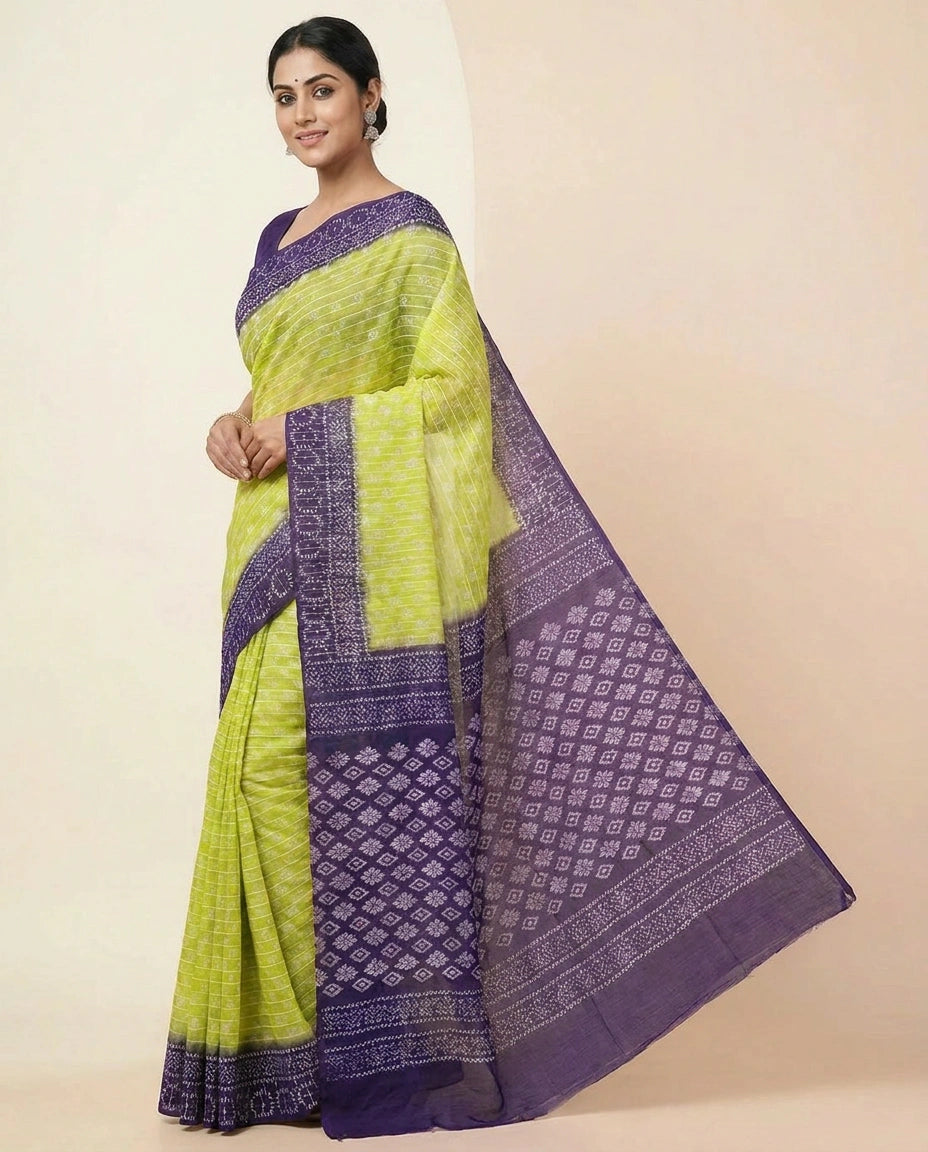 Tussar Silk Saree with Vibrant Digital Print and Border view 11