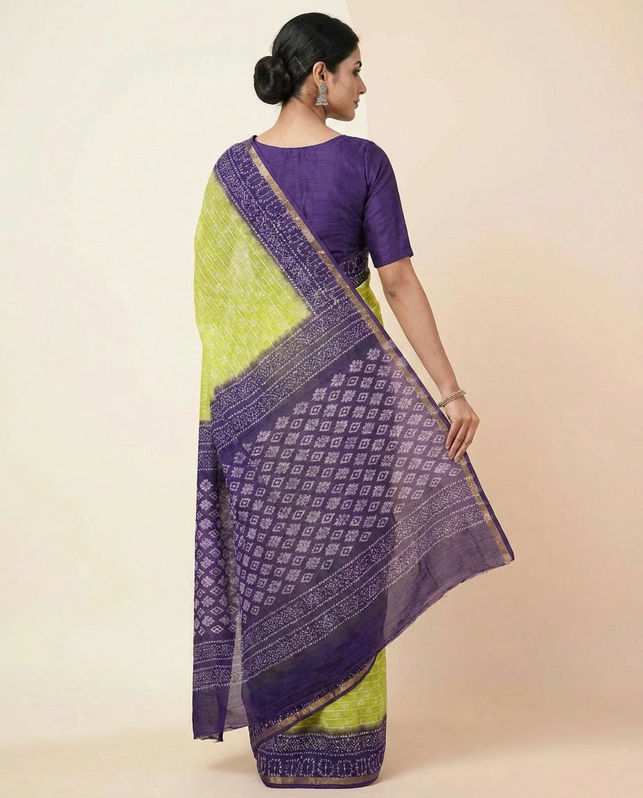 Tussar Silk Saree with Vibrant Digital Print and Border view 12