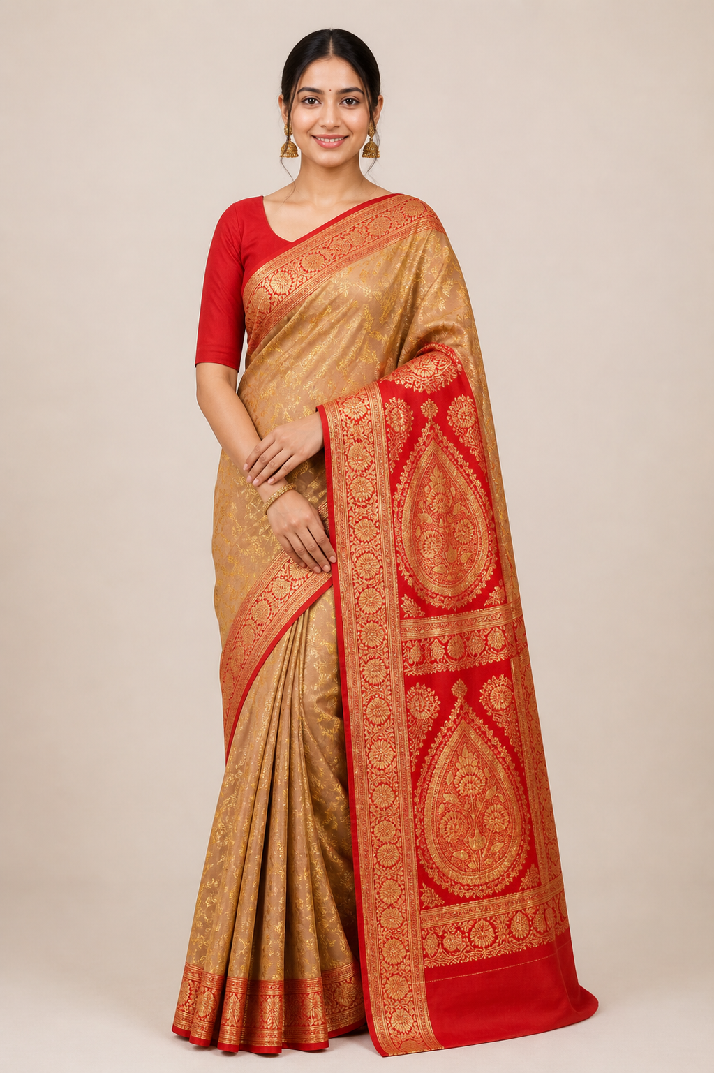 Banarasi Satin Silk Saree with Rich Zari Work