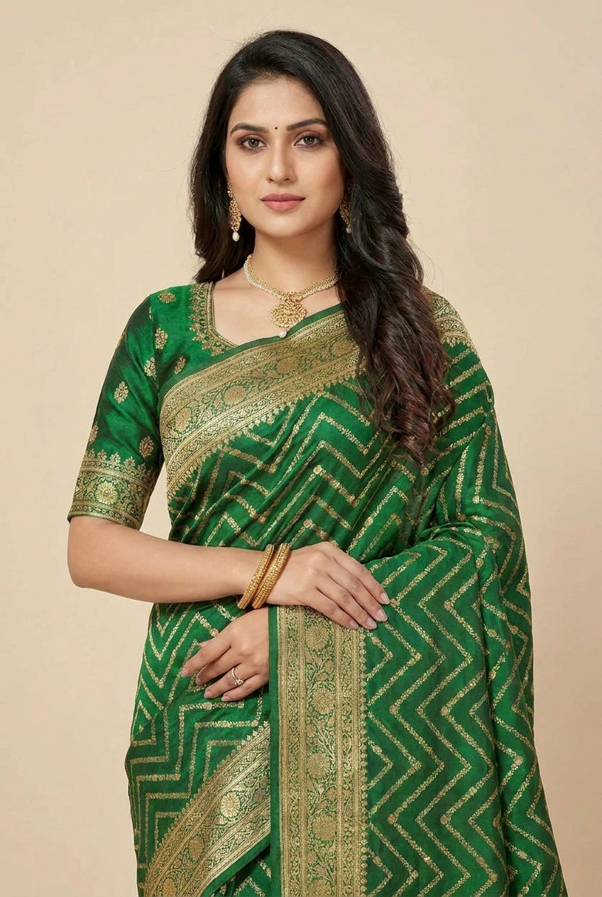 Satin Silk Bridal Banarasi Saree for Wedding Evening