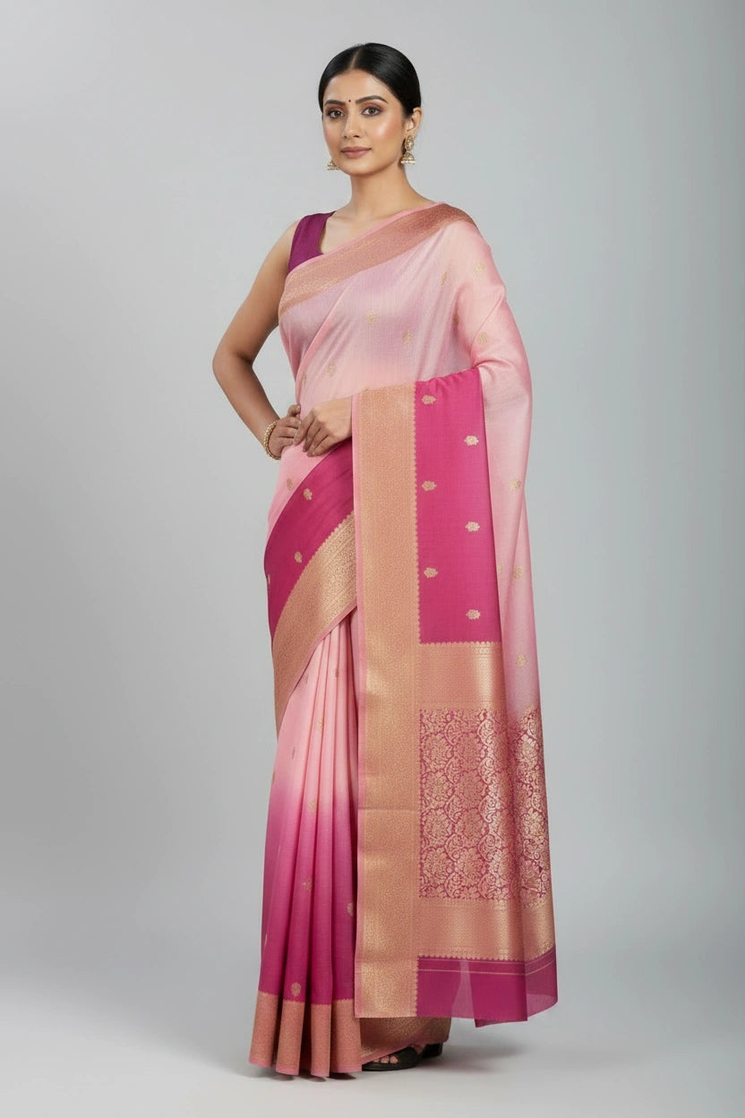 Banarasi Raw Mango Silk Saree with Heritage Booti Weave - View 8 | Rangoli