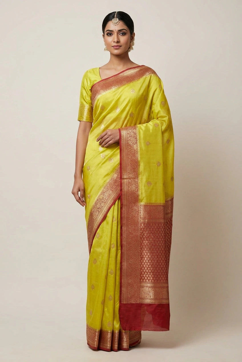 Designer Raw Mango Silk Banarasi Silk Saree - View 4 | Rangoli