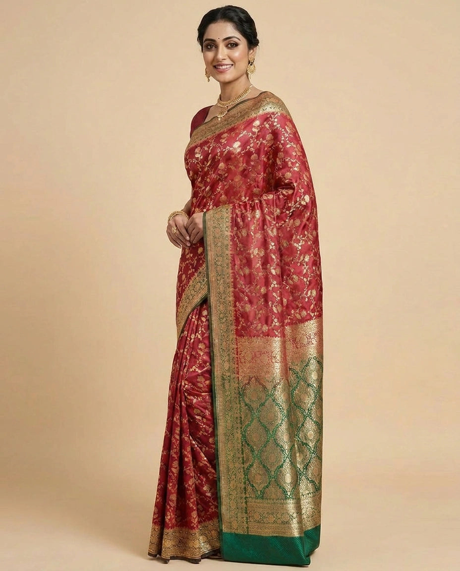 Banaras Wedding Saree with Woven Border - Rangoli India