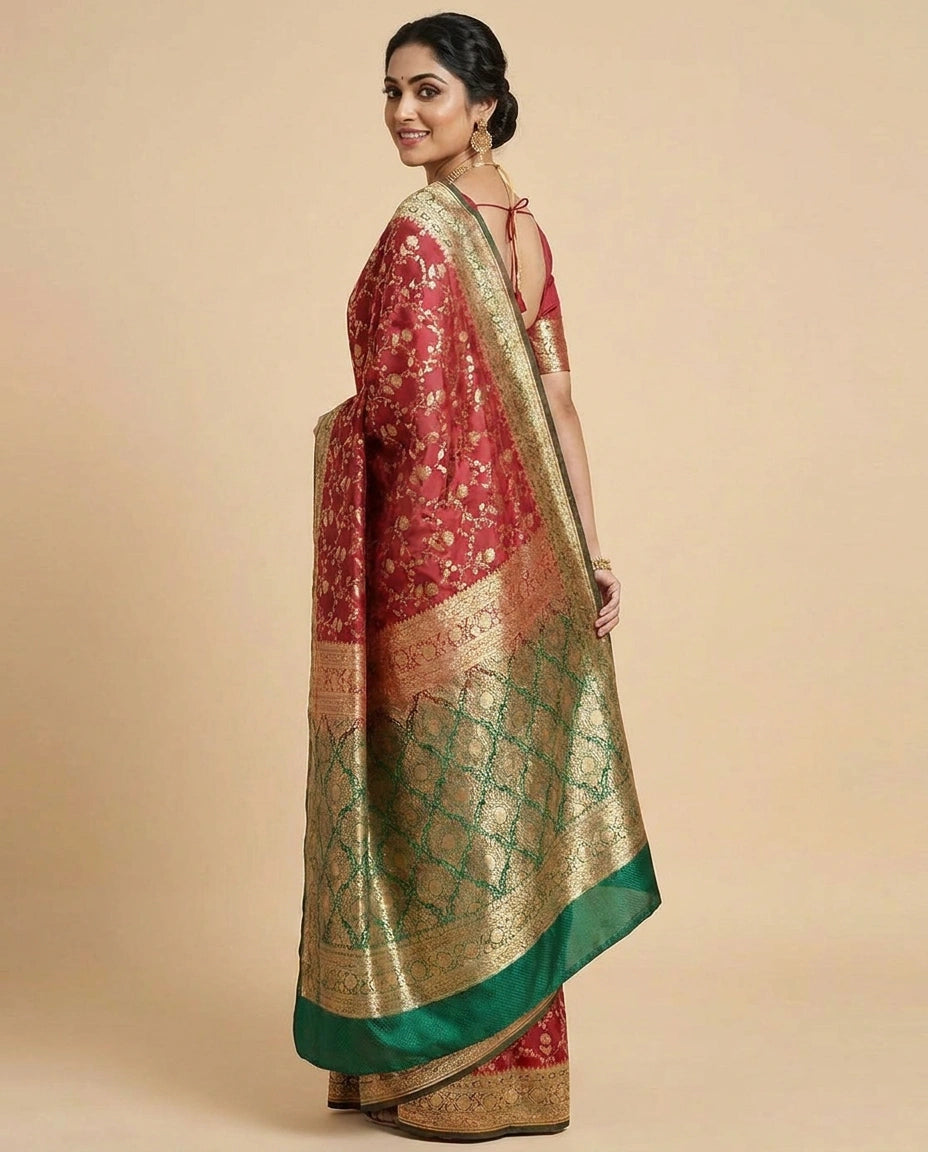 Banaras Wedding Saree with Woven Border - Rangoli India
