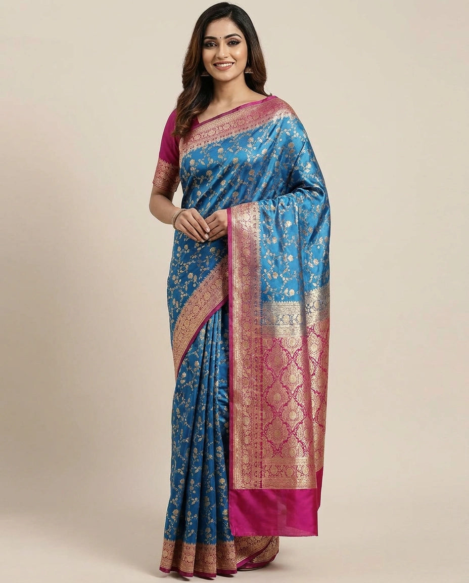 Banaras Wedding Saree with Woven Border - Rangoli India
