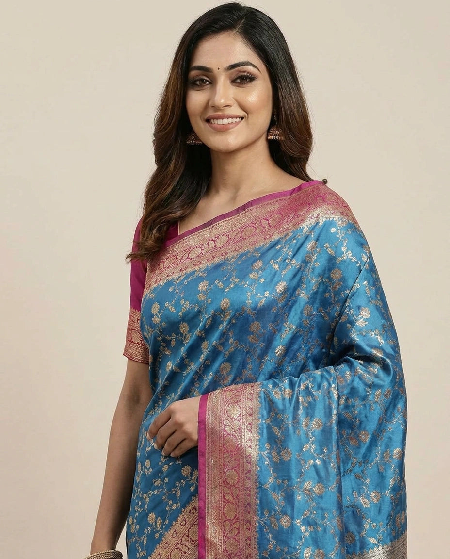 Banaras Wedding Saree with Woven Border - Rangoli India