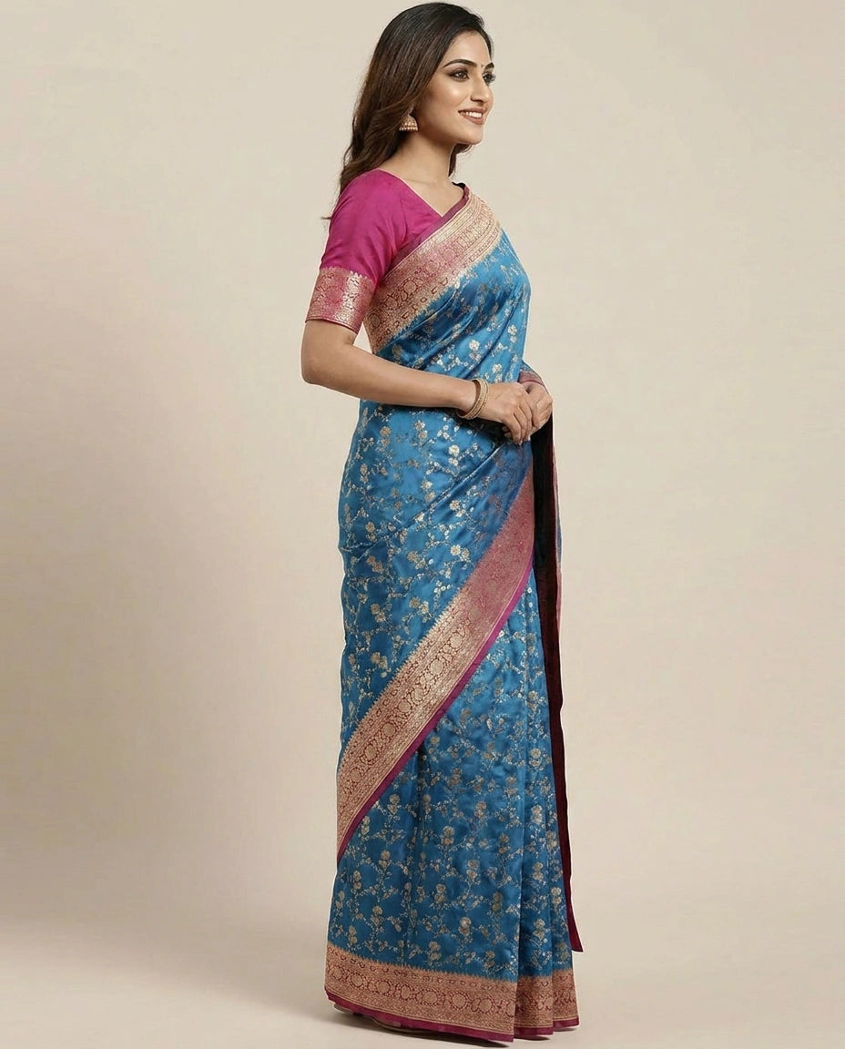 Banaras Wedding Saree with Woven Border - Rangoli India