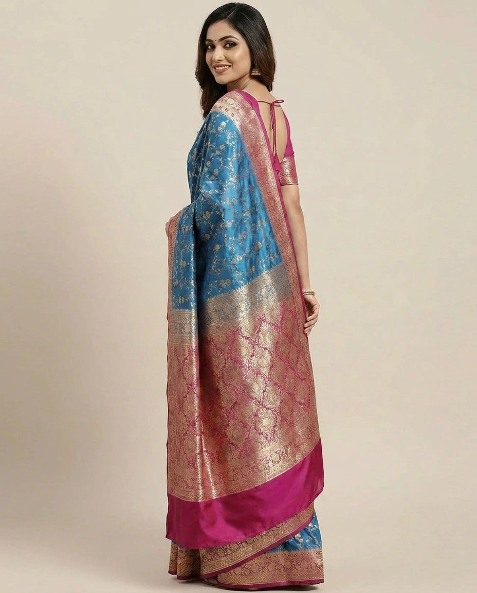 Banaras Wedding Saree with Woven Border - Rangoli India