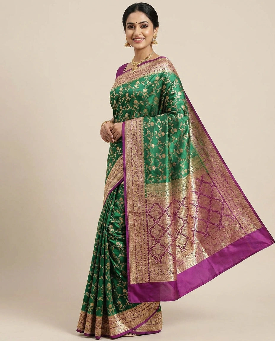 Banaras Wedding Saree with Woven Border - Rangoli India